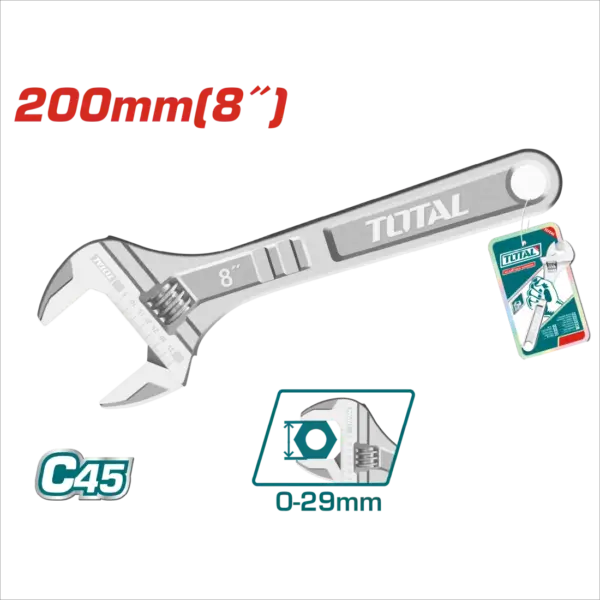 TOTAL 活動板手 8吋 (THT101083)