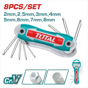 TOTAL 摺疊球型板手組 8PCS (THT1061836)