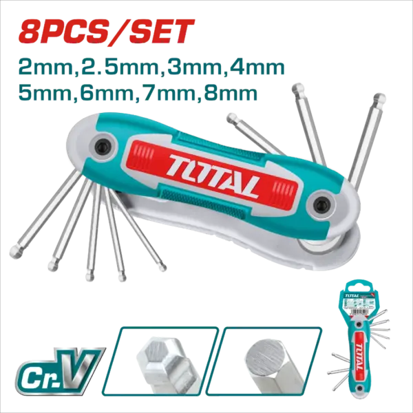 TOTAL 摺疊球型板手組 8PCS (THT1061836)