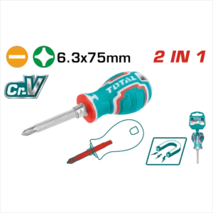 TOTAL 短型二合一螺絲起子組 (THT250216)