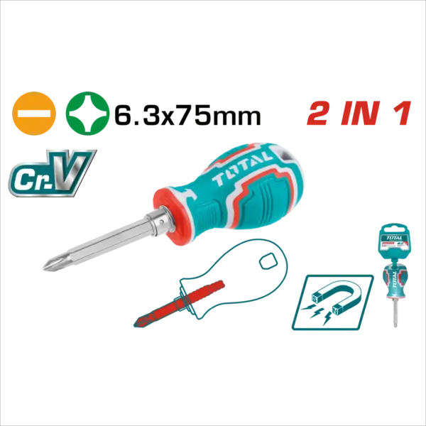 TOTAL 短型二合一螺絲起子組 (THT250216)