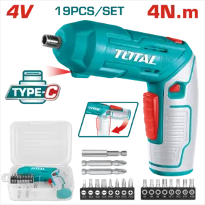 TOTAL 4V電動起子機組套 可調旋轉式 19PCS (TSDLI0442)