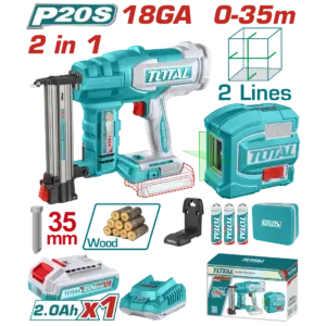 TOTAL 20V 鋰電釘槍+綠光水平儀組套 (UTOSLI250201)