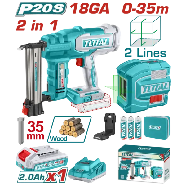 UTOSLI250201-1100x1100h.png TOTAL 20V 鋰電釘槍+綠光水平儀組套 (UTOSLI250201)