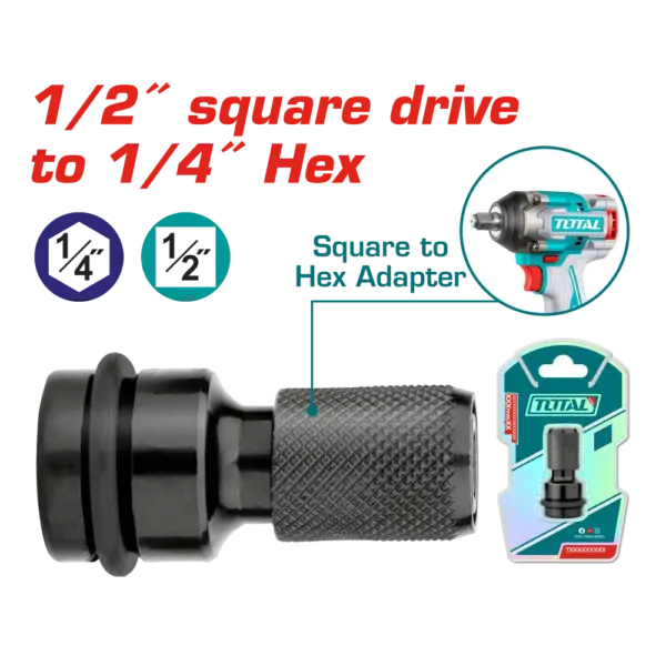 TOTAL 套筒轉接頭/1/2"轉1/4" (TAC60501)