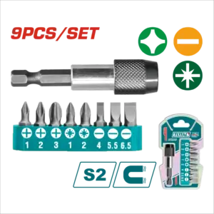 TOTAL 接頭+起子頭接桿組 9pcs (TACSD3091)