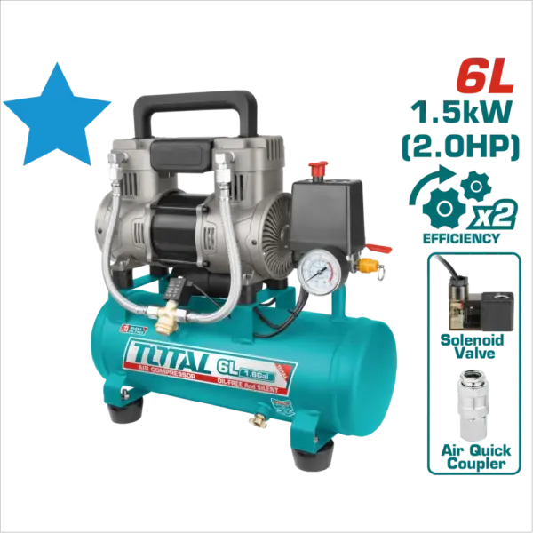 TOTAL 手提無油空壓機 6L-2HP (UTCS11100629)