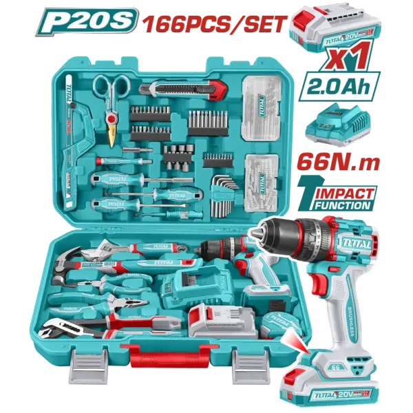 TOTAL 166件震動電鑽工具組 (UTHKTHP41667)