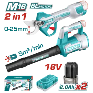 TOTAL 16V 鋰電無刷花剪+吹葉機組套 (UTOSLI250385)