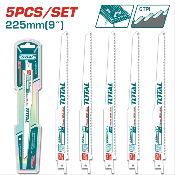 TOTAL 金屬軍刀鋸片組 5PCS 225mm (TRSB1111DF)